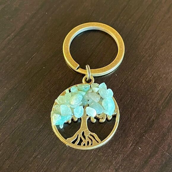 Tree of Life Natural Green Jade (Jadeite Jade) Crystal Keychain - Picture 4 of 16